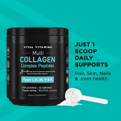 Vital Vitamins Multi Collagen Peptides Powder + Colostrum Capsules with Vitamin C, Zinc