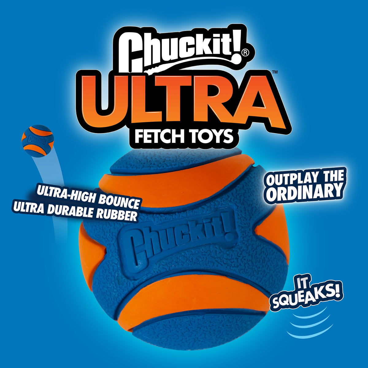 Chuckit! Ultra Ball Dog Toy, Durable Rubber, Medium 2.5-in, 2 Pack | Made from Durable Rubber with an Extra-Thick Core, This Bouncy Fetch Ball Floats in Water for Lasting Games of Fetch
