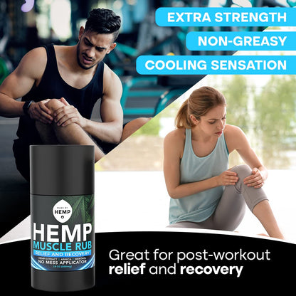 Hemp Roll On Post Workout Muscle Relief Stick for Muscles and Joints Natural Blend with Arnica, Menthol, Ginger Non Greasy Balm Cooling Soothing Support Formula Made by Hemp 1.8oz MADE BY HEMP Co.Buy Supplements Australia