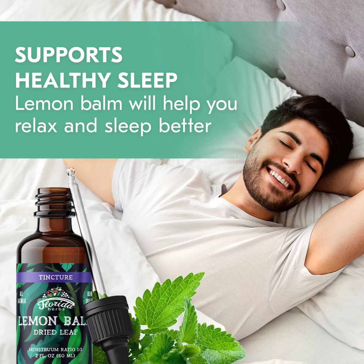Lemon Balm Tincture 2 oz – Organic Herbal Extract | Alcohol Free | Vegan Herbal Drops