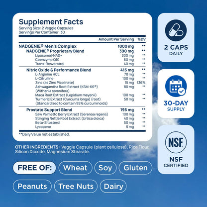 NAD Supplement for Men – Liposomal NAD+ NMN Alternative Nitric Oxide Prostate Health Supplements with Resveratrol, CoQ10, L Citrulline and Lycopene for Anti-Aging & Cellular Energy Support 60 Capsules