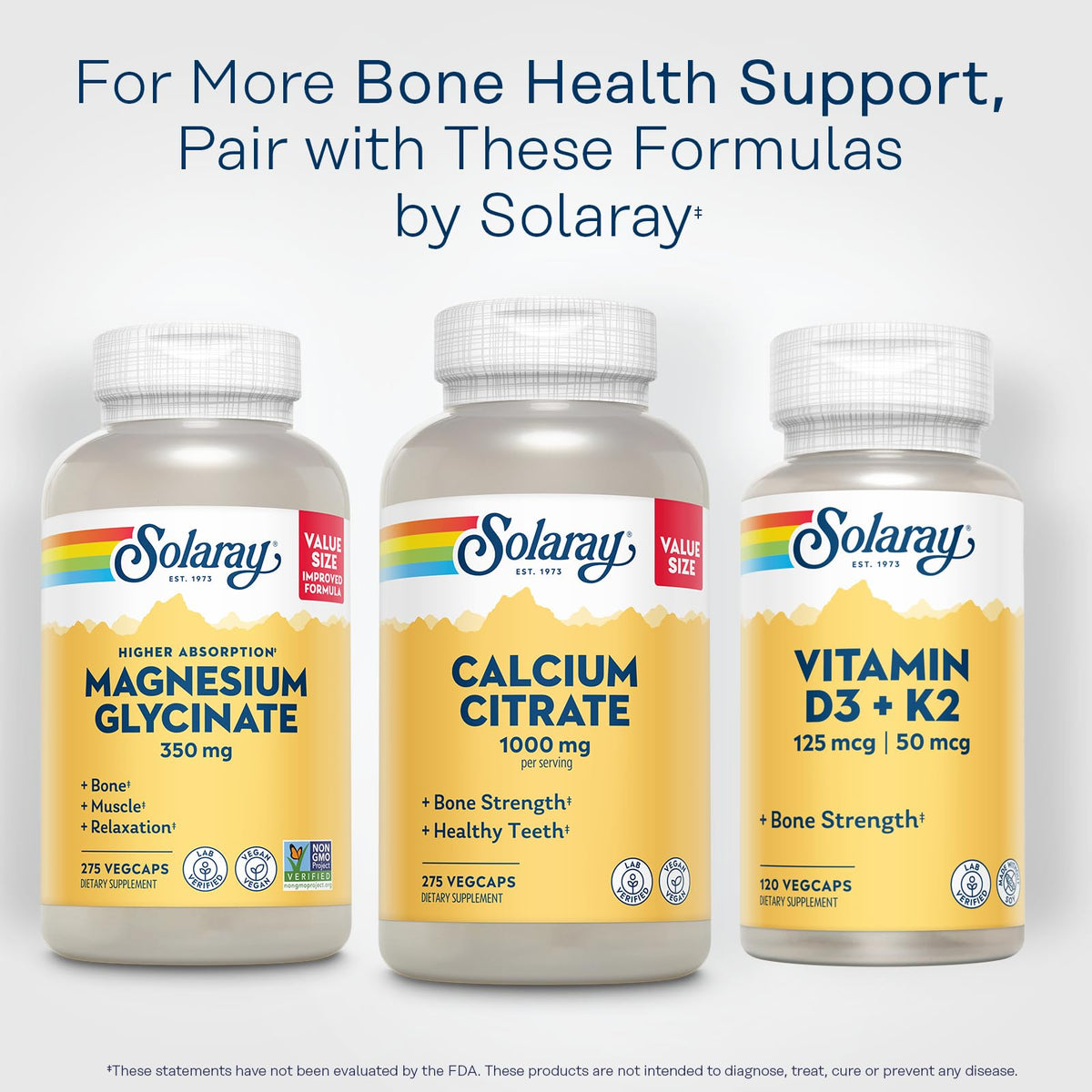 Solaray Calcium Citrate 1000mg - Chelated Calcium Supplement - Supports Bone Strength and Healthy Teeth - Easy to Digest - Vegan - 68 Servings, 275 VegCaps