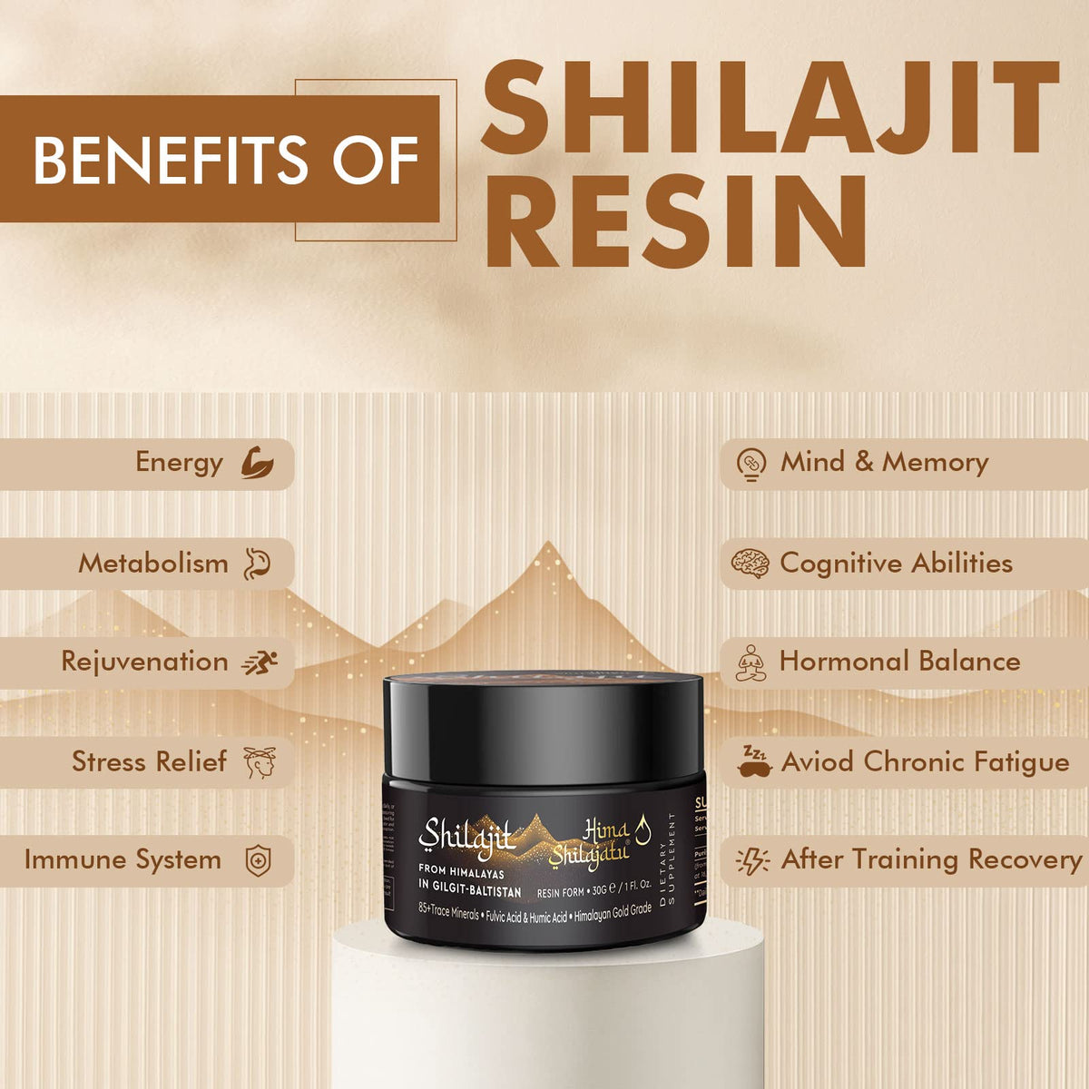 Hima Shilajatu Shilajit Purest Himalayan Organic Shilajit Resin - Gold Grade 100% Purity Shilajit with Fulvic Acid & 85+ Trace Minerals Complex for Energy & Immune Support, 30 Grams (2 Months Supply)
