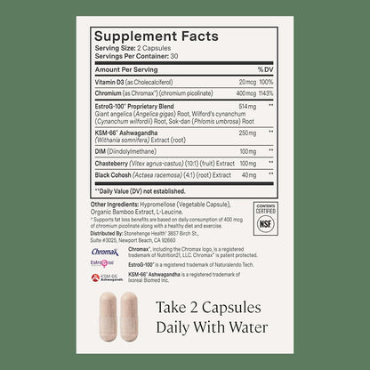 Stonehenge Health for Women Menopause Support for Peri + Menopause + Post - Mood, Energy, Stress, Hot Flashes, Night Sweats, Sleep & Cortisol, Chromax Chromium, Vitamin D3, KSM-66 Ashwagandha (3 Pack)