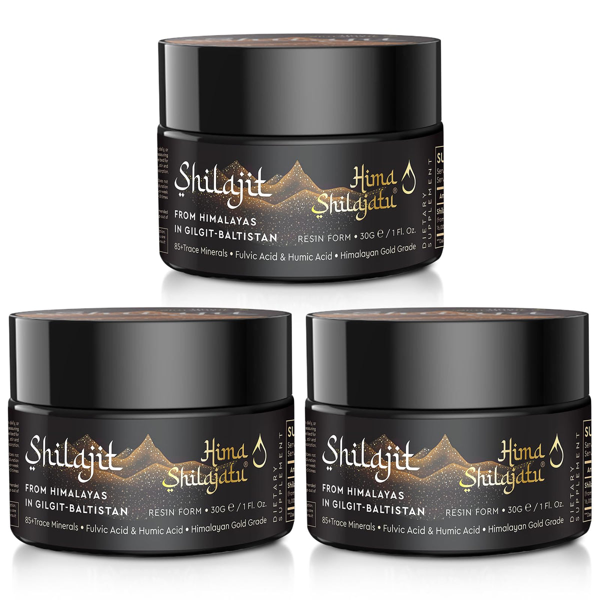 Hima Shilajatu Shilajit Purest Himalayan Organic Shilajit Resin - Gold Grade 100% Purity Shilajit with Fulvic Acid & 85+ Trace Minerals Complex for Energy & Immune Support, 30 Grams (2 Months Supply)