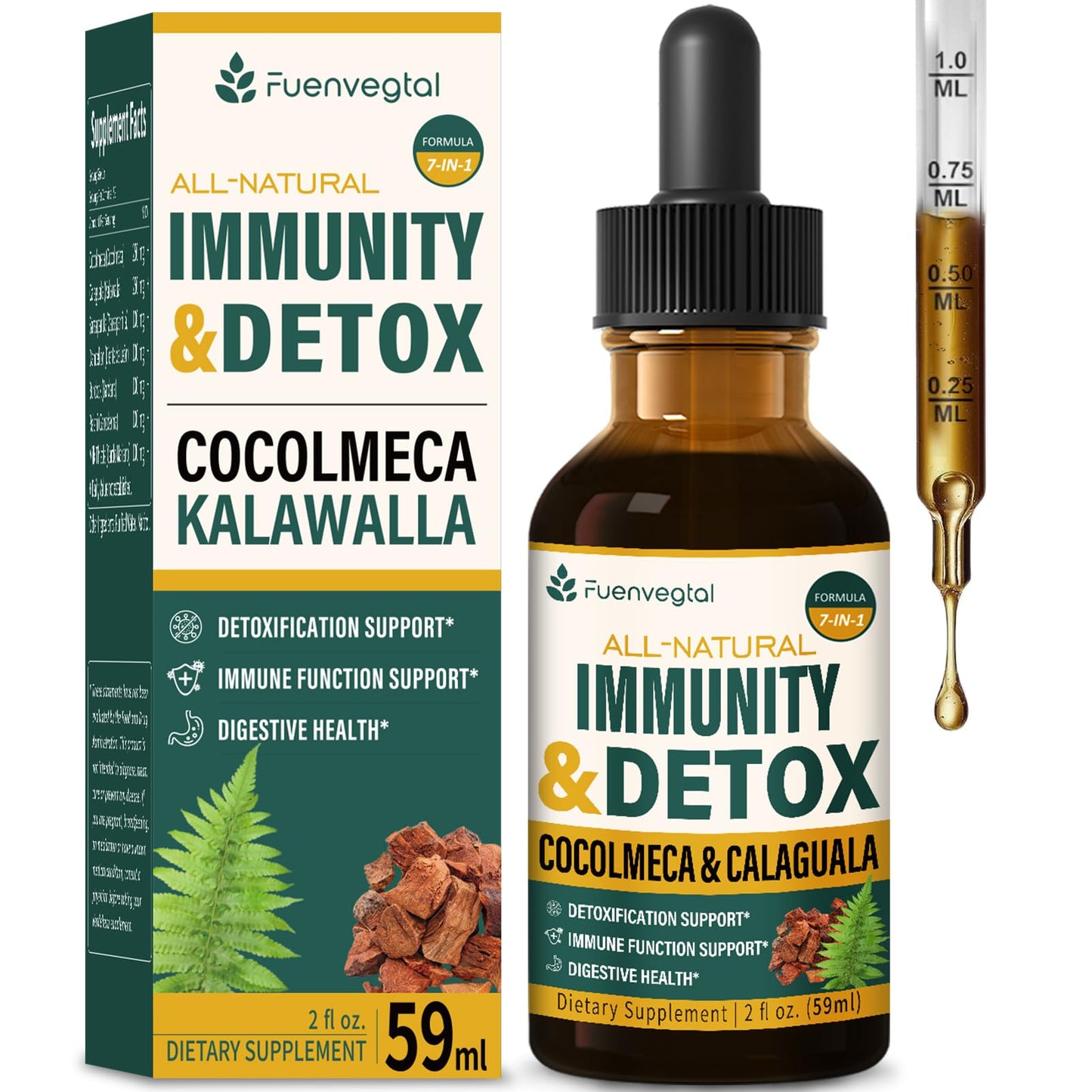 Fuenvegtal Cocolmeca Bark Immunity & Detox Drop, Herbal Extract with Polypodium Leucotomos Sarsaparilla Milk Thistle Supplement Support Detoxification,
