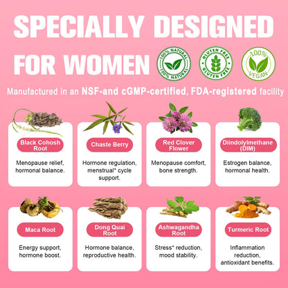 40-in-1 Menopause Supplements for Women, Multibenefit & Complete Black Cohosh for Hot Flashes, Night Sweats & Hormone Balance, w/ Probiotics, DIM, Vitex, Dong Quai, Red Clover and More, 120 Vegan Caps Totaria buy supplements Au