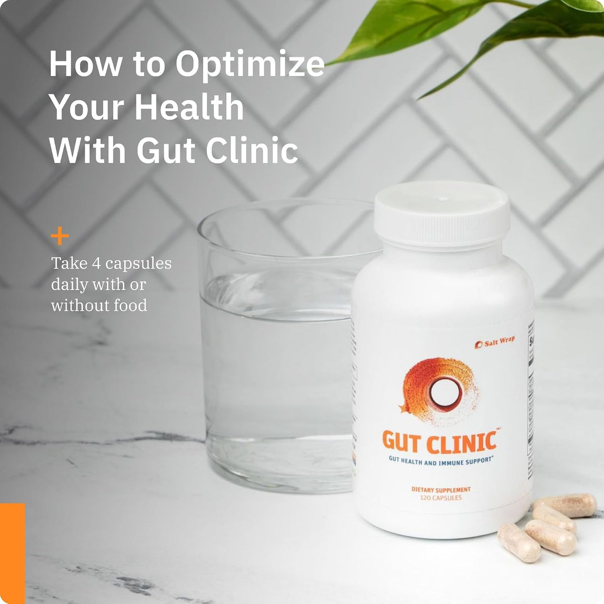 SaltWrap Gut Clinic Postbiotics - Digestive Repair & Bloating Relief, 120ct | AstraGin Boosts Healthy Bacteria by up to 420%, ImmunoLin and EpiCor Support Barrier Health, Immune Response and Eases Gas