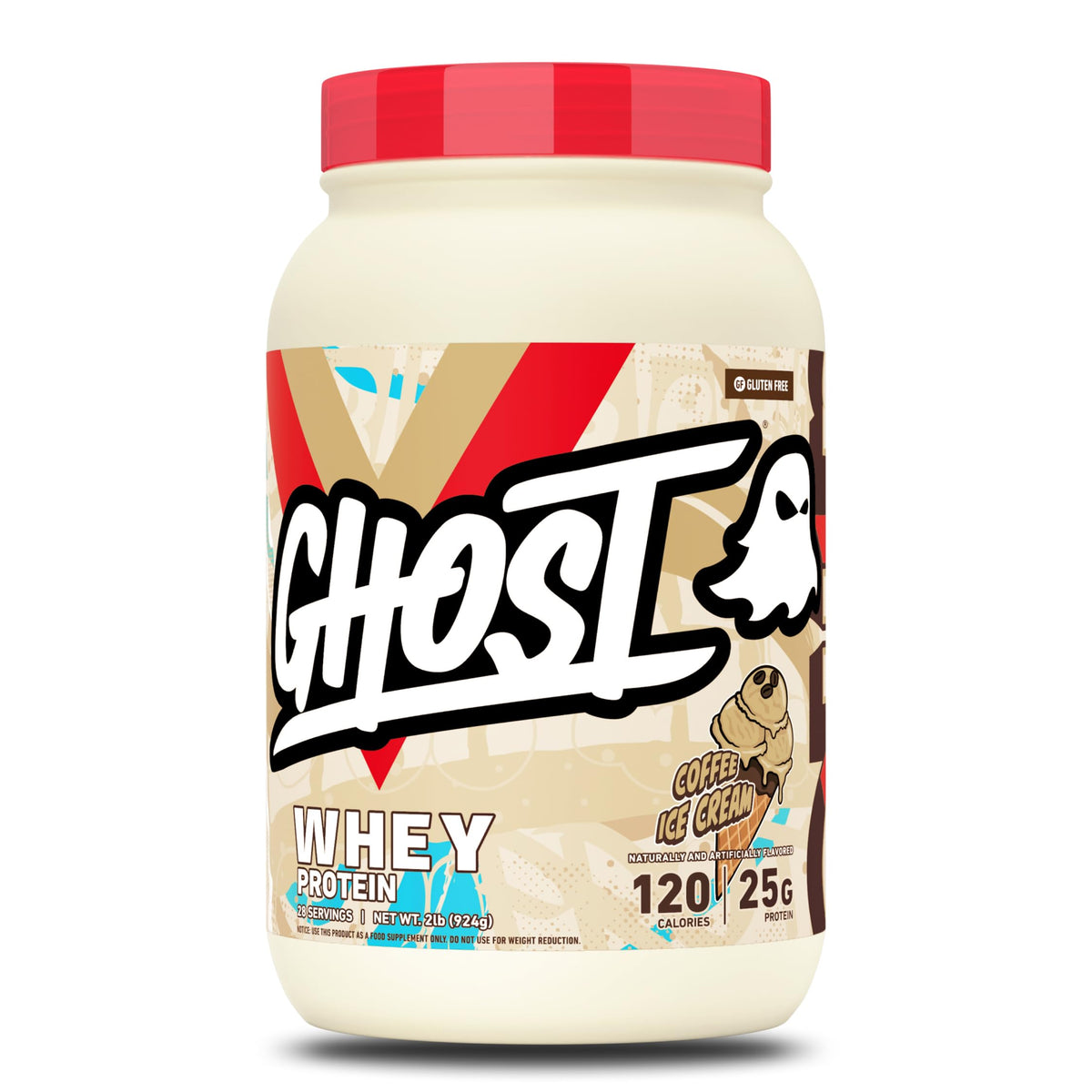 GHOST Whey Protein Powder, Cinnabon - 2LB, 25G of Protein - Cinnamon Roll Flavored Isolate, Concentrate & Hydrolyzed Whey Protein Blend - Post Workout Shakes - Soy & Gluten Free