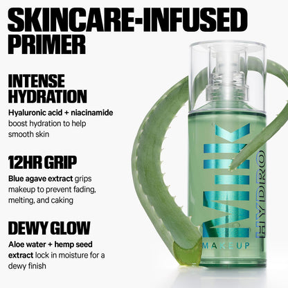 Milk Makeup Mini 12HR Hydro Grip Primer + Full Size KUSH Lip Oil Gift Set – Hydrating Face Primer + Clear Lip Gloss – Travel Friendly, All-Day Wear