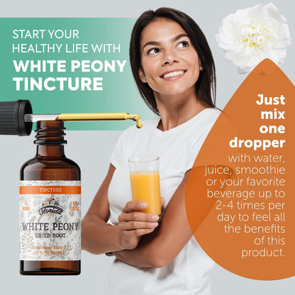 White Peony Tincture, Organic White Peony Extract (Paeonia Lactiflora) Root, Non-GMO in Cold-Pressed Organic Vegetable Glycerin 2 oz, 670 mg