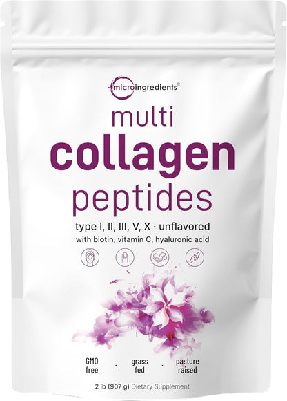 Micro Ingredients 8-in-1 Multi Collagen Powder & Women’s Probiotics 100 Billion CFU Veggie Capsules | 2 Pack | Hydrolyzed Peptides + Hyaluronic Acid & Vitamin C | 40 Strains + Cranberry & D-Mannose