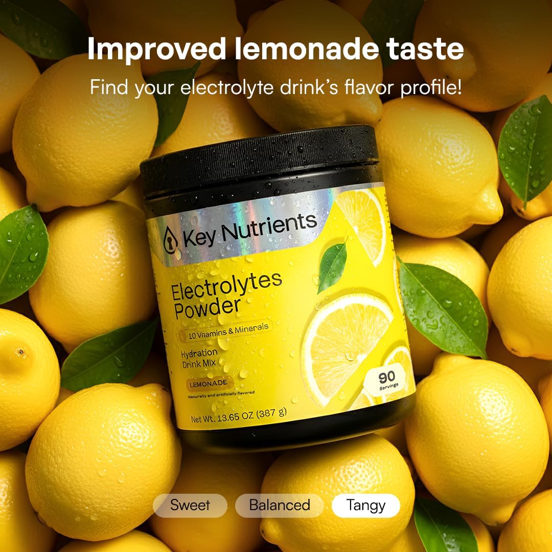 KEY NUTRIENTS Electrolytes Powder Bundle, Refreshing Lemonade 90 Servings Jar + Pineapple Coconut 90 Servings Jar, Sugar Free Hydration Drink Mix with Vitamins & Minerals, No Calories
