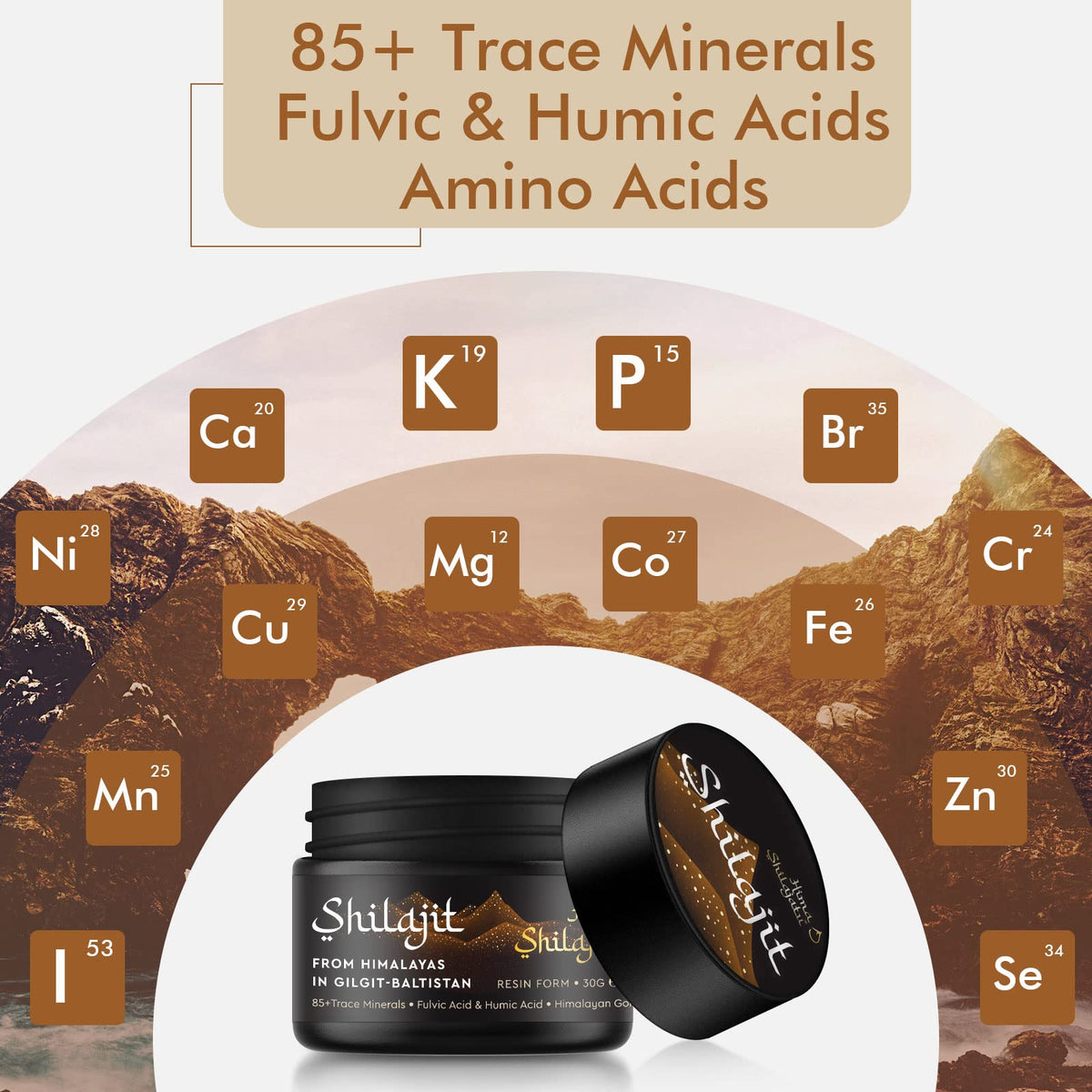 Hima Shilajatu Shilajit Purest Himalayan Organic Shilajit Resin - Gold Grade 100% Purity Shilajit with Fulvic Acid & 85+ Trace Minerals Complex for Energy & Immune Support, 30 Grams (2 Months Supply)