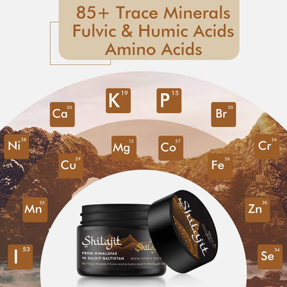 Hima Shilajatu Shilajit Purest Himalayan Organic Shilajit Resin - Gold Grade 100% Purity Shilajit with Fulvic Acid & 85+ Trace Minerals Complex for Energy & Immune Support, 30 Grams (2 Months Supply)