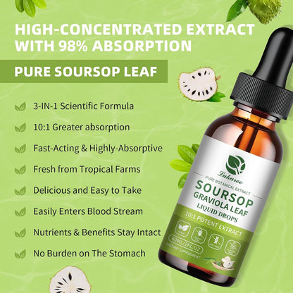 Lukaree Pure Soursop Graviola Leaves Extract - Immune Energy & Gut Support | Soursop Bitters Liquid Drop for Cell Support & Regeneration – Cold Extract with High Potency– Vegan | Gluten-Free | 2 Fl Oz