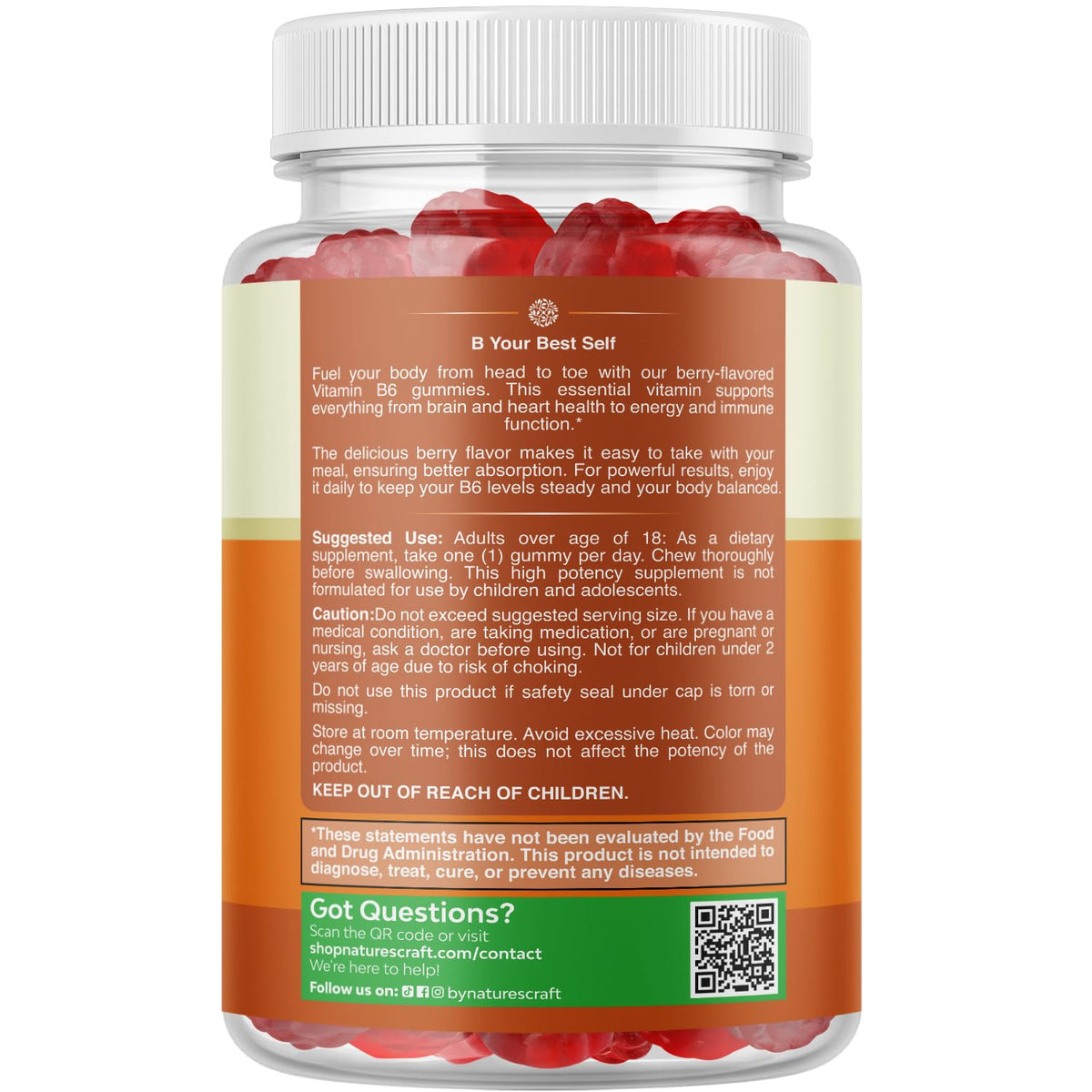 Potent Vitamin B6 Gummies for Adults - Potent Vitamin B Complex Supplements for Men & Women for Nervous System Support Mood & Immune System - Vegan Pyridoxine Chews for Energy & Metabolism - 30 Count