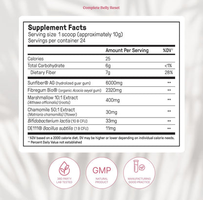 Happy Mammoth Complete Belly Reset Digestive Health Supplement Powder for Men & Women, Supports Gut Health, Reduces Bloating & Gas, Promotes Bowel Regularity, 24 Servings, Vanilla Flavor