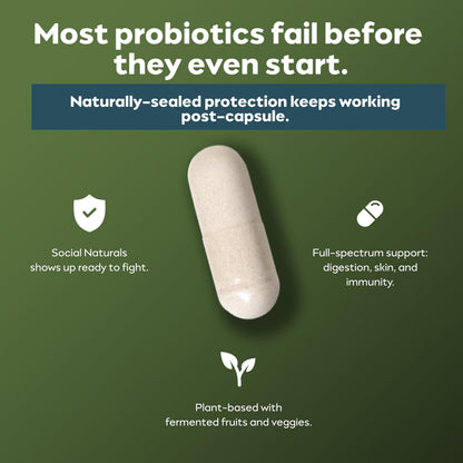 Social Naturals Men’s Probiotic | 20 Billion CFU | Prebiotic + Postbiotic Blend | Gut, Colon & Immune Support | Vegan | Shelf-Stable | 30 Capsules