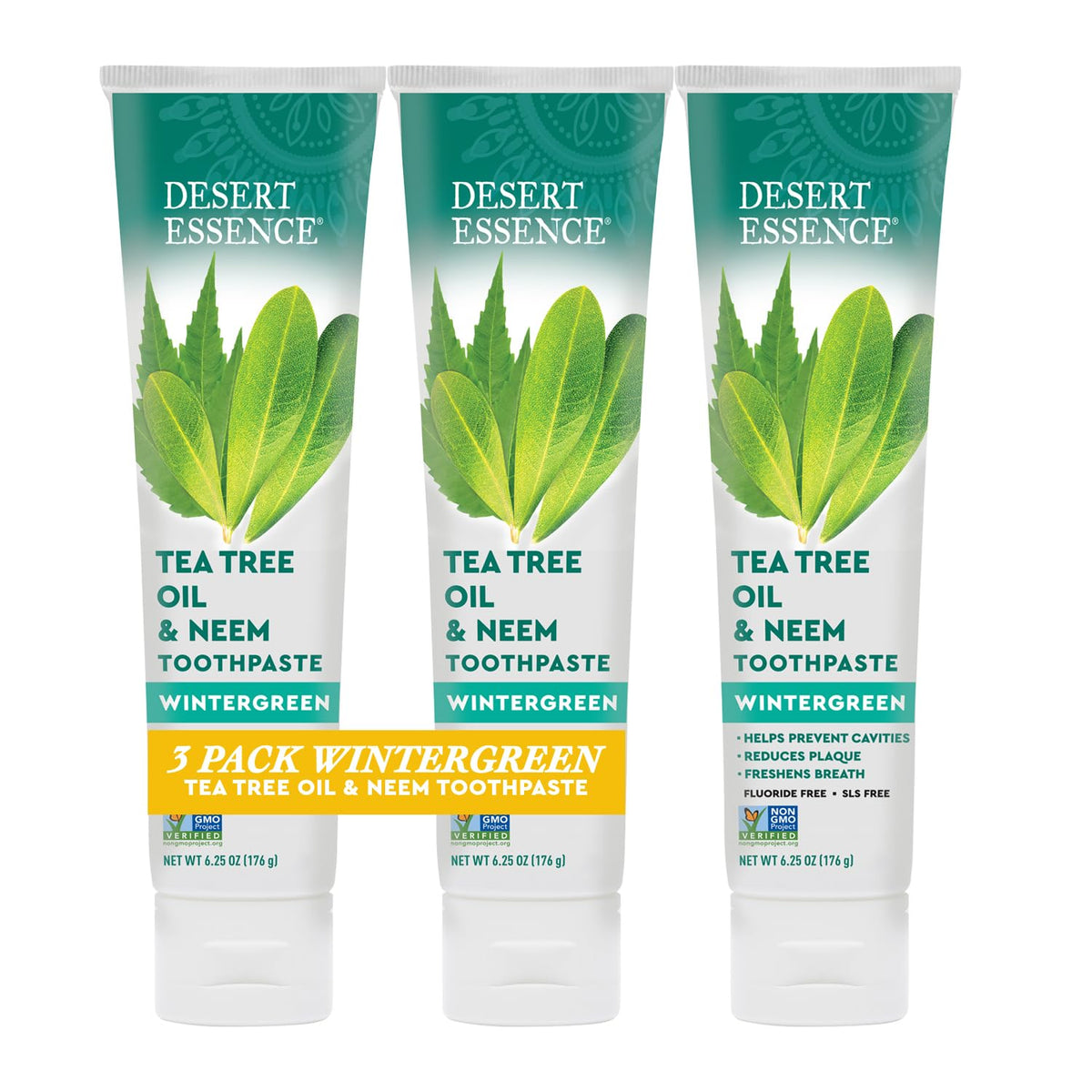 Desert Essence Tea Tree Oil Mint Toothpaste, Fluoride Free, 6.25 oz