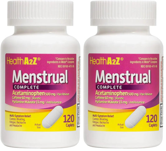 HealthA2Z® Menstrual Complete Pain Relief Tablets | Relieves Cramps, Bloating, Fatigue, Backache & Headache (120 Counts) (Pack of 2) HealthA2ZBuy Supplements Australia