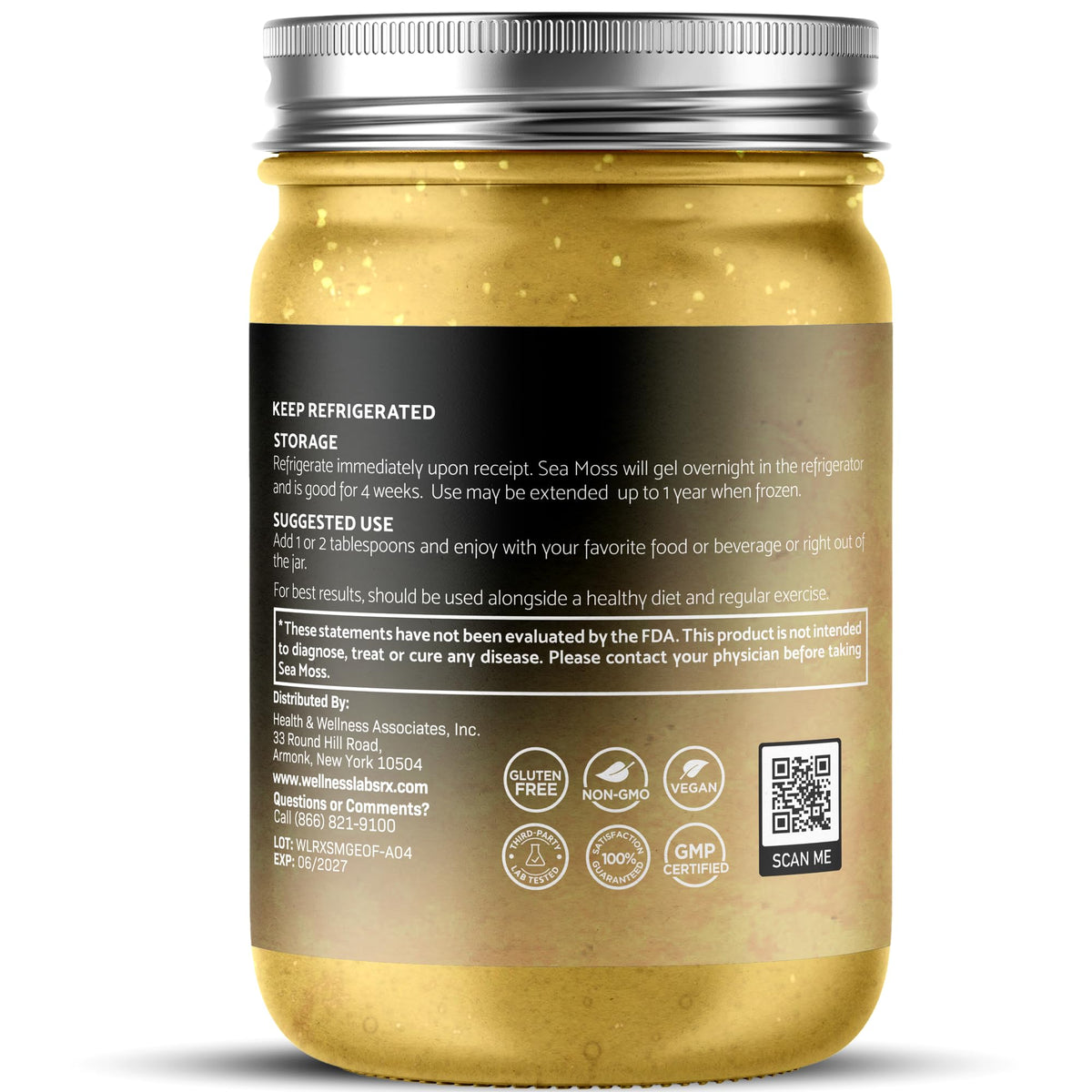 WELLNESS LABSRX Irish Sea Moss Gel Raw - Wildcrafted Superfood Seamoss Gel - Pineapple Mango Flavor, Vitamin and Mineral-Rich from Pristine Caribbean Waters - 10 oz.