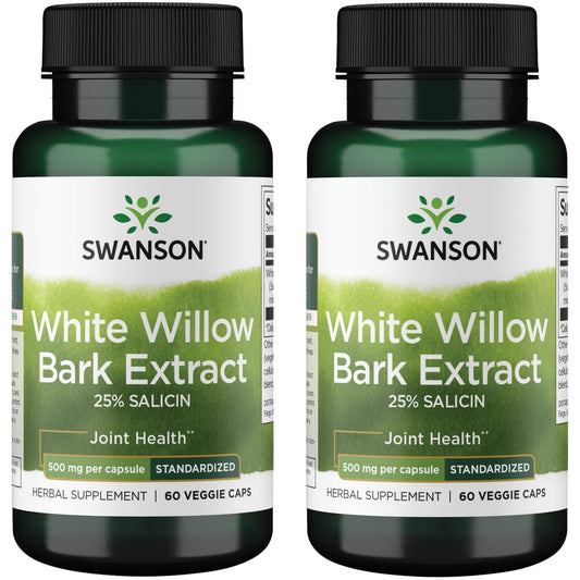 Swanson Maximum Strength White Willow Bark Extract-Promotes Joint Support & Muscle Relief-Standardized to 25% Salicin-Natural Supplement with No Stomach Irritation (60 Veggie Caps, 500mg Each) 2 Pack SwansonBuy Supplements Australia