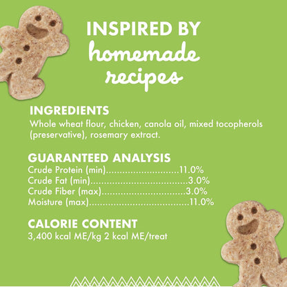 Buddy Biscuits Teeny Crunchy Dog Treats, Roasted Chicken, 8 oz. Box | Bite-sized Gingerkid Shape, Simple Ingredients, Free of Corn and Soy, Oven Baked in the USA