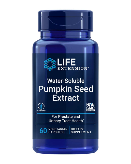 Life Extension Water-Soluble Pumpkin Seed Extract, Promotes Prostate & Urinary Tract Health, Bladder Health Support, Men, Women, Gluten-Free, Non-GMO, Vegetarian, 60 Capsules Life ExtensionBuy Supplements Australia