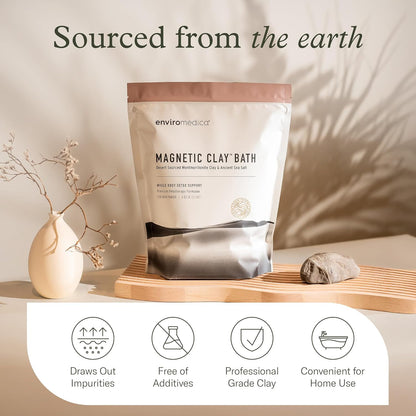 Magnetic Bentonite Clay Bath Soak, Detox & Cleanse, 500g | Sodium & calcium bentonite with Himalayan salt. Use as body soak, foot soak, or face clay mask. Rejuvenating & cleansing.