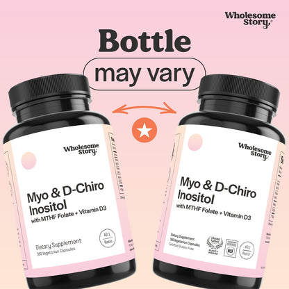Myo-Inositol & D-Chiro Inositol Capsules with MTHF, Folate, Vitamin D| Support for Ovarian Function, Hormone Balance, & Homocysteine Levels | Fertility Supplements for Women | 40:1 Ratio