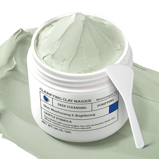 NING DERMOLOGIE Clay Mask for Face & Sensitive Skin: Triple Mud Formula Deep Cleans Pores Reduces Acne Balances Oil & Improves Texture - 3.88 Oz