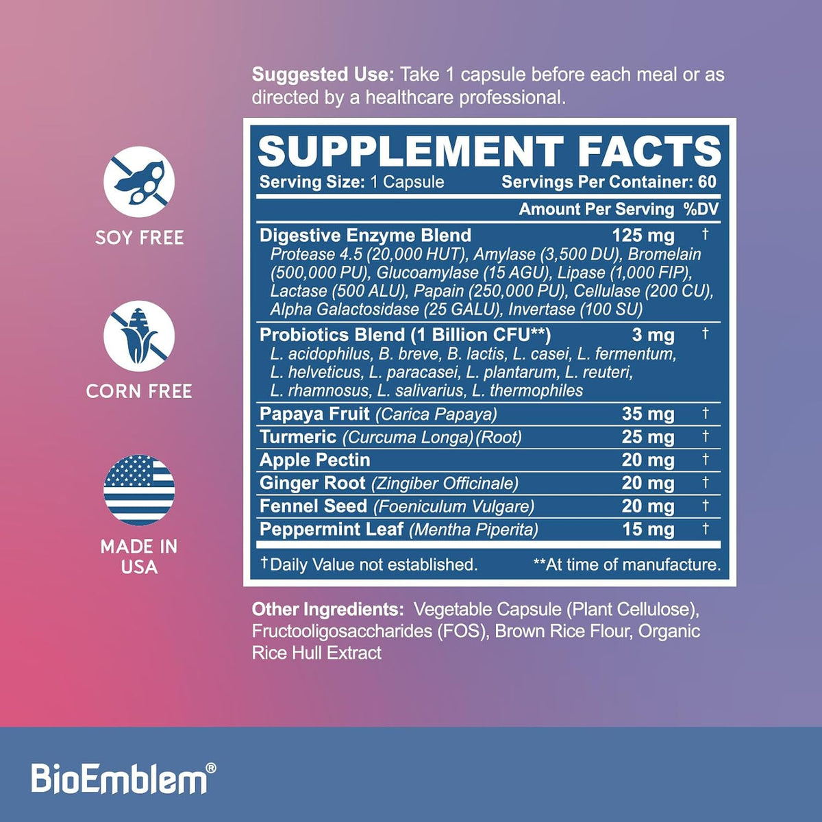 BioEmblem Triple Magnesium Complex & Digestive Enzymes for Muscles, Nerves, & Energ & Nutrient Absorption & Digestive Support