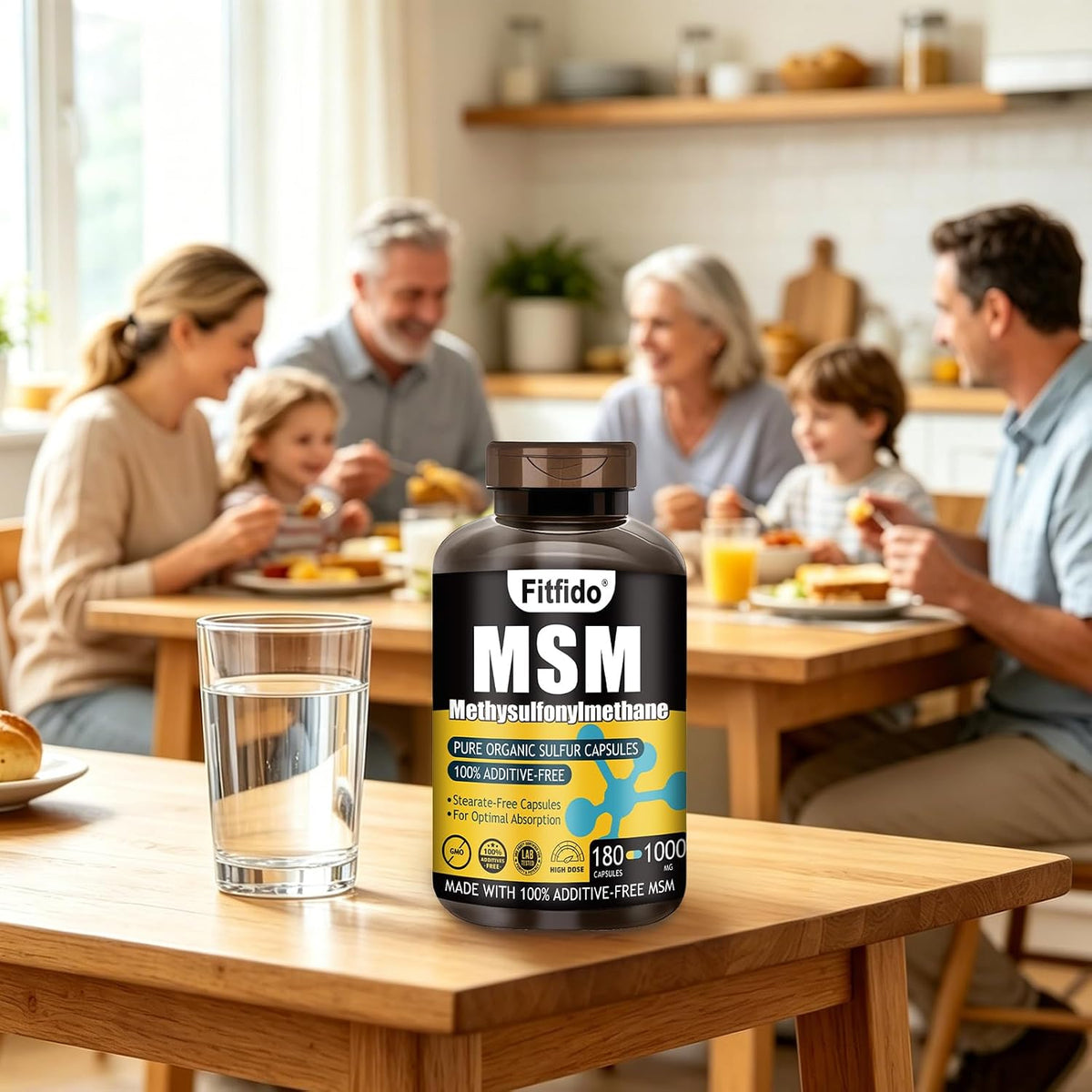 MSM Capsules 1000mg, 99.9% Pure Organic Sulfur, 180 Count