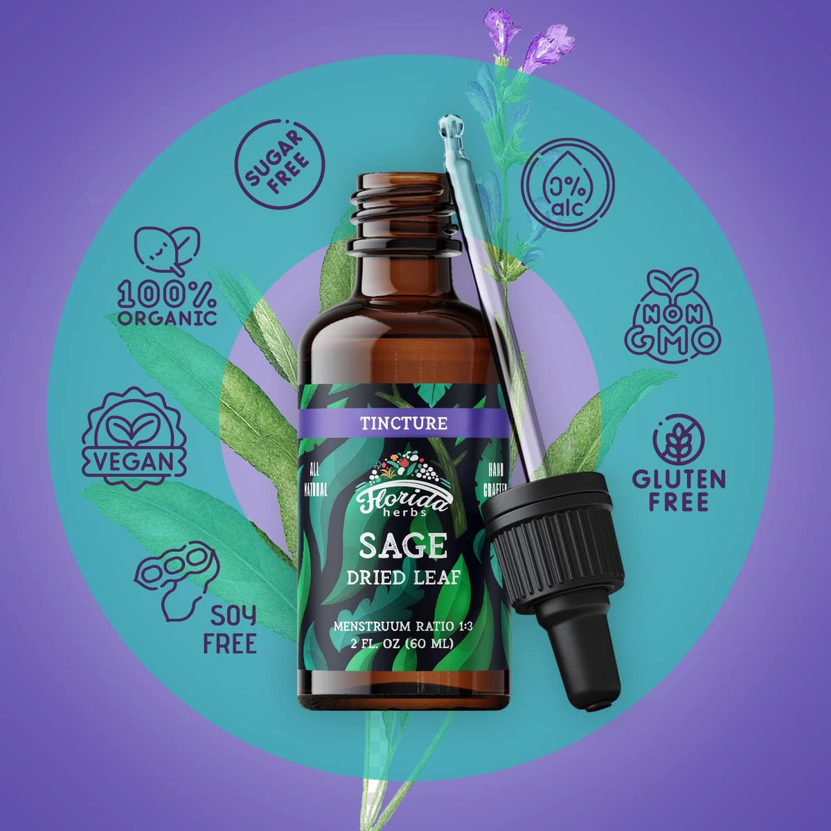 Sage Extract – Natural Dried Sage Supplement – Sage Herb (Salvia officinalis) – Organic Sage Herbal - None-GMO - Made in USA – 2 oz