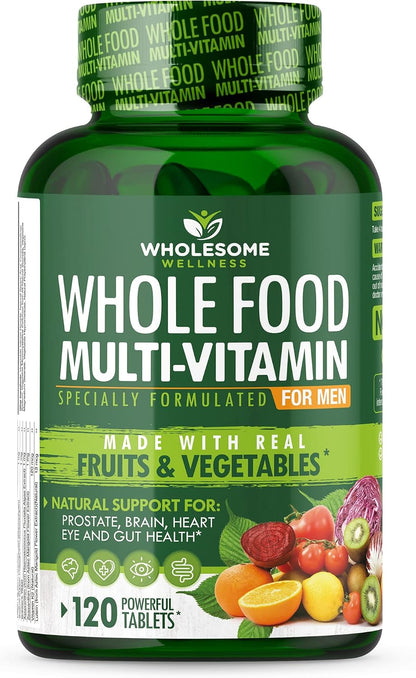 Wholesome Wellness Whole Food Multivitamin for Men - Natural Multi Vitamins, Minerals, Organic Extracts Digestive Enzymes 1000MG Plus Prebiotics & Probiotics Bundle