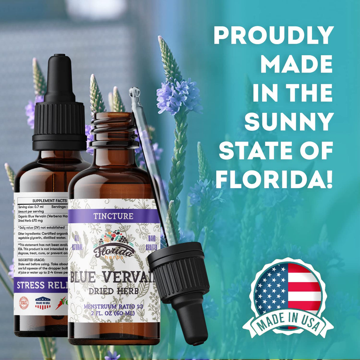 Blue Vervain Herb Organic Extract – Organic Blue Vervain Herb – Natural Vervain Supplement for Men & Women – Made in USA - 2 oz