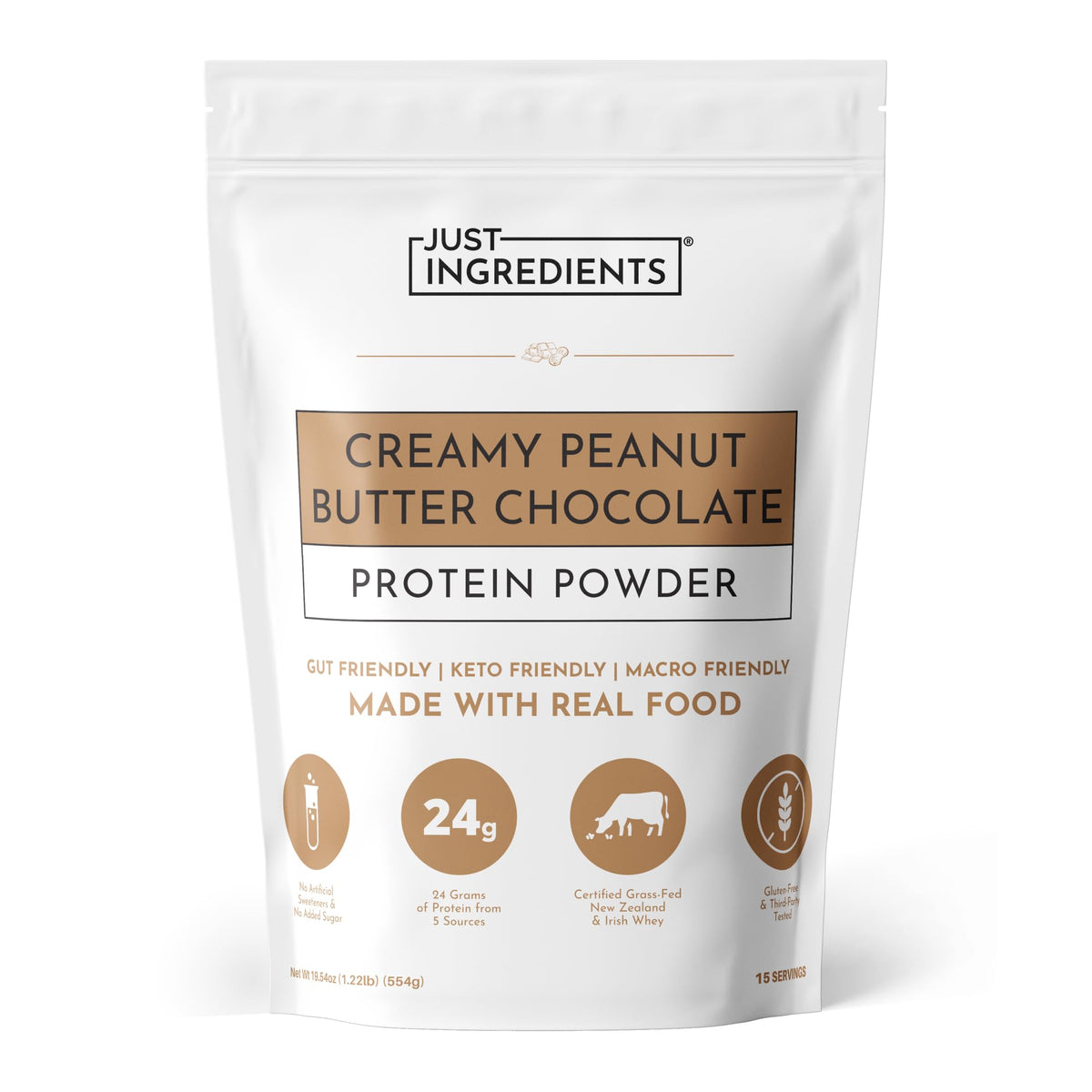 JUST INGREDIENTS Vanilla Bean Protein Powder – 20-Serving Blend with 100% Grass-Fed Whey & Organic Plant Proteins – Real Vanilla Bean & Cinnamon – Supports Muscle Recovery, Energy*