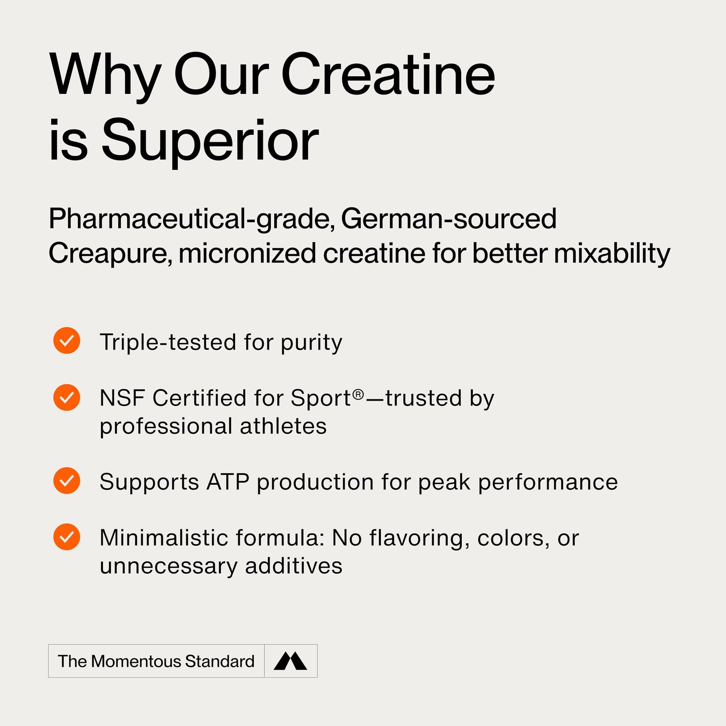 Momentous Creatine Lemon Monohydrate Powder - Creatine Powder - Supports Strength, Lean Muscle, & Recovery for Men & Women - NSF Certified for Sport - 6.49 g per Serving - 15 Servings