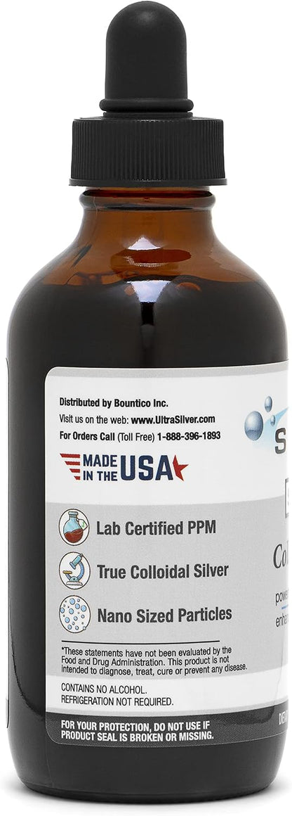 Ultra Silver® Colloidal Silver | 5,000 PPM, 4 Oz (118mL) | Mineral Supplement | True Colloidal Silver - with Dropper