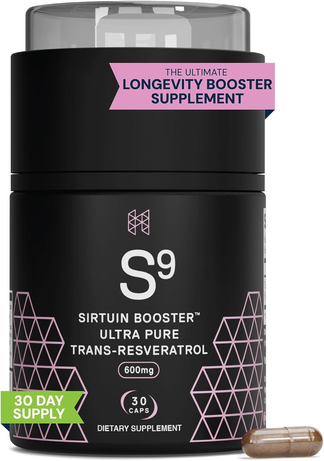 HPN S(9) Trans-Resveratrol for Antioxidant & Sirtuin Support, 30 Caps | Ultra-pure trans-resveratrol antioxidant formula supports sirtuin activity and healthy aging; 30 capsules.