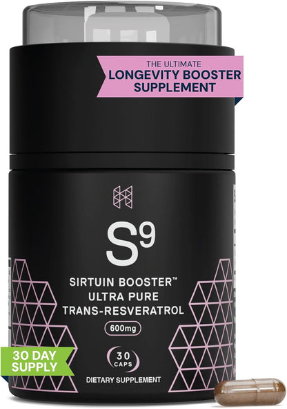 HPN S(9) Trans-Resveratrol for Antioxidant & Sirtuin Support, 30 Caps | Ultra-pure trans-resveratrol antioxidant formula supports sirtuin activity and healthy aging; 30 capsules.
