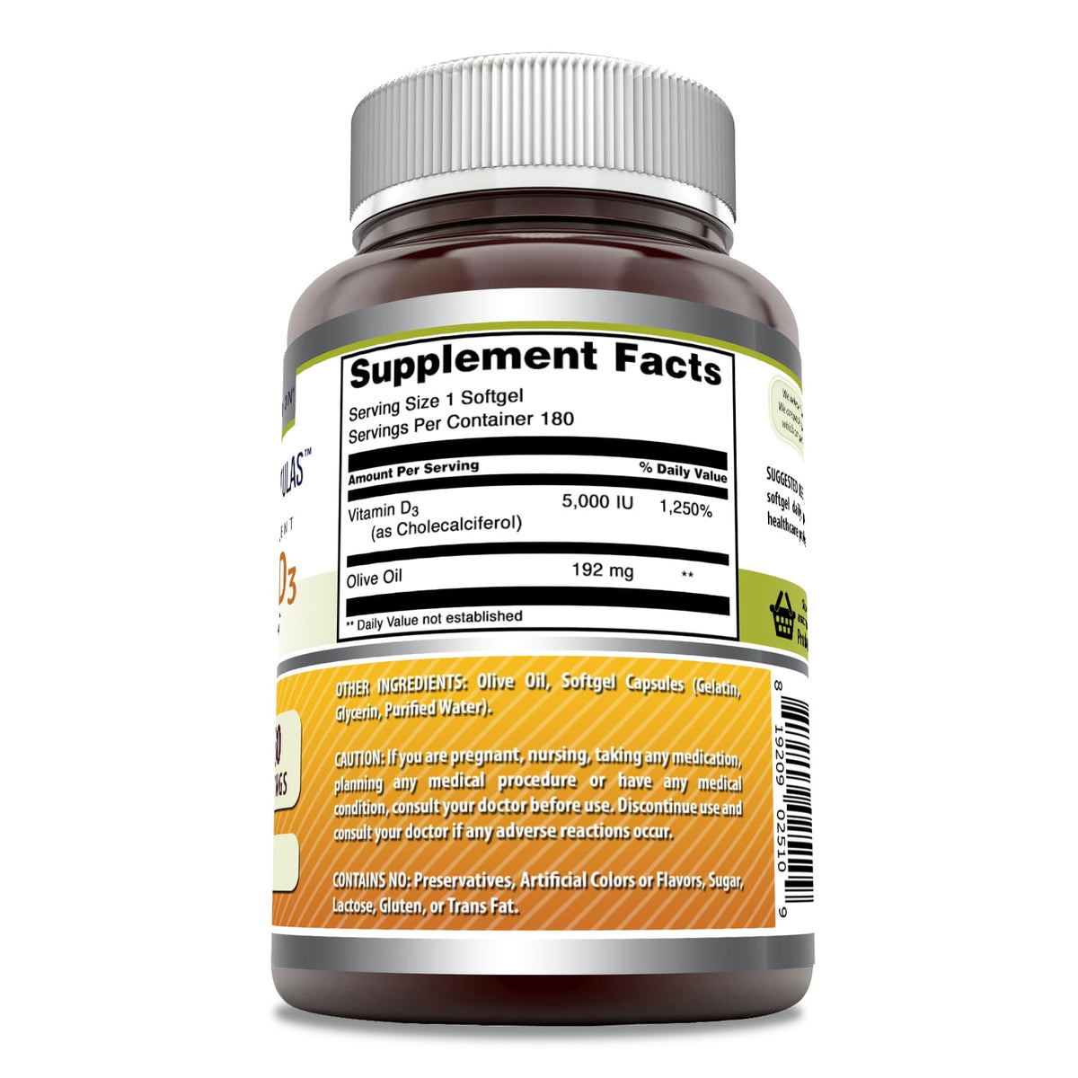 Amazing Formulas Vitamin D3 in Olive Oil 5000 IU Supplement | Softgels | Non-GMO | Gluten-Free | Made in USA (1 Pack | 360 Count)
