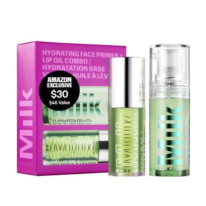 Milk Makeup Mini 12HR Hydro Grip Primer + Full Size KUSH Lip Oil Gift Set – Hydrating Face Primer + Clear Lip Gloss – Travel Friendly, All-Day Wear