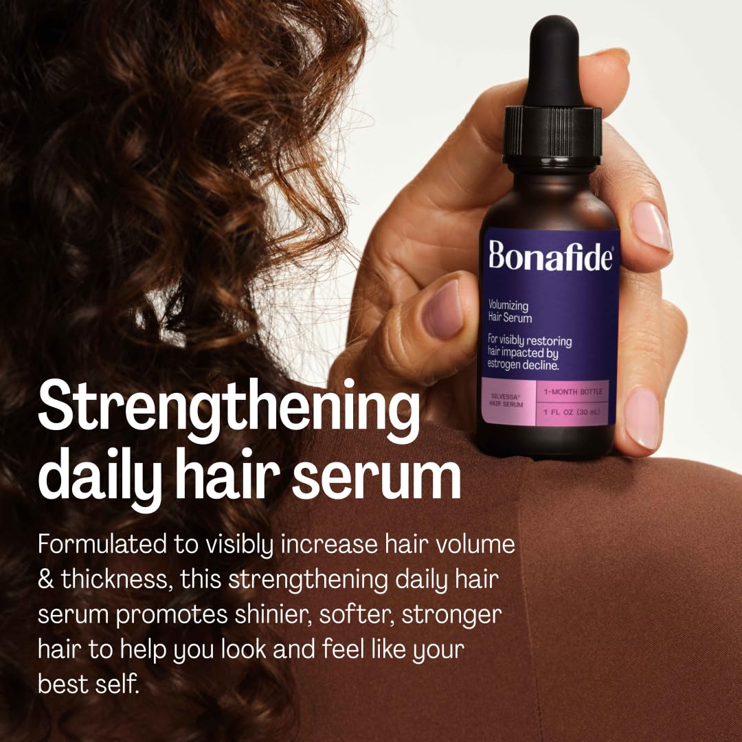 Bonafide Silvessa Strengthening Daily Hair Serum – Hormone-Free, Drug-Free Support for Hair During Menopause – 90 Day Supply (3 fl oz)