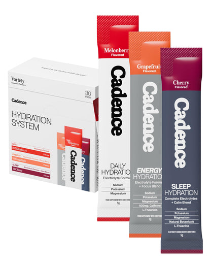 Cadence Sachets Core Melonberry - Carton (5g x 30) Science-Backed Hydration | Electrolyte Formula + Caffeine | Vegan, Keto & Paleo Friendly | Sodium, Potassium & Magnesium for Performance & Recovery