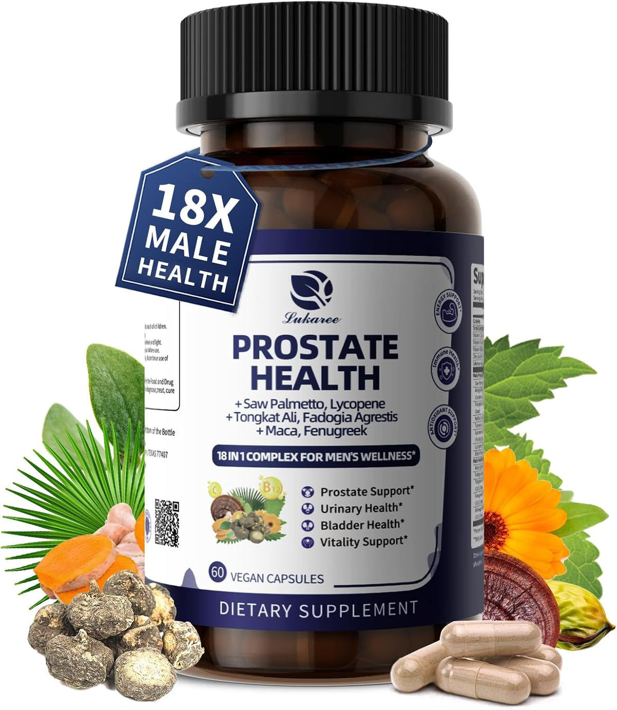 Prostate Health Supplements for Men - Urinary Tract Health, Support 60 CT