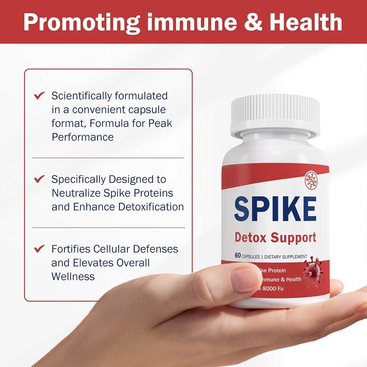 Spike Detox Support – Turmeric Circulation Blend with Nattokinase 8000 FU (400 mg), Bromelain 500 mg & Curcumin 500 mg – 60 Capsules