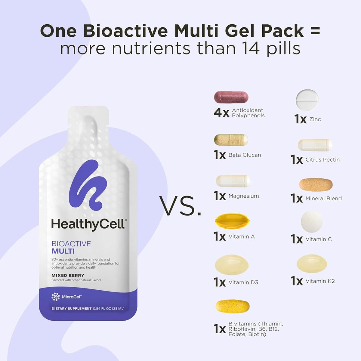 Healthycell Bioactive Multi - Daily Liquid Multivitamin for Men & Women | 20+ Essential Vitamins, Minerals & Antioxidants for Brain, Heart, Immunity, Energy, Skin & Hair Support - 30 Gel Packs