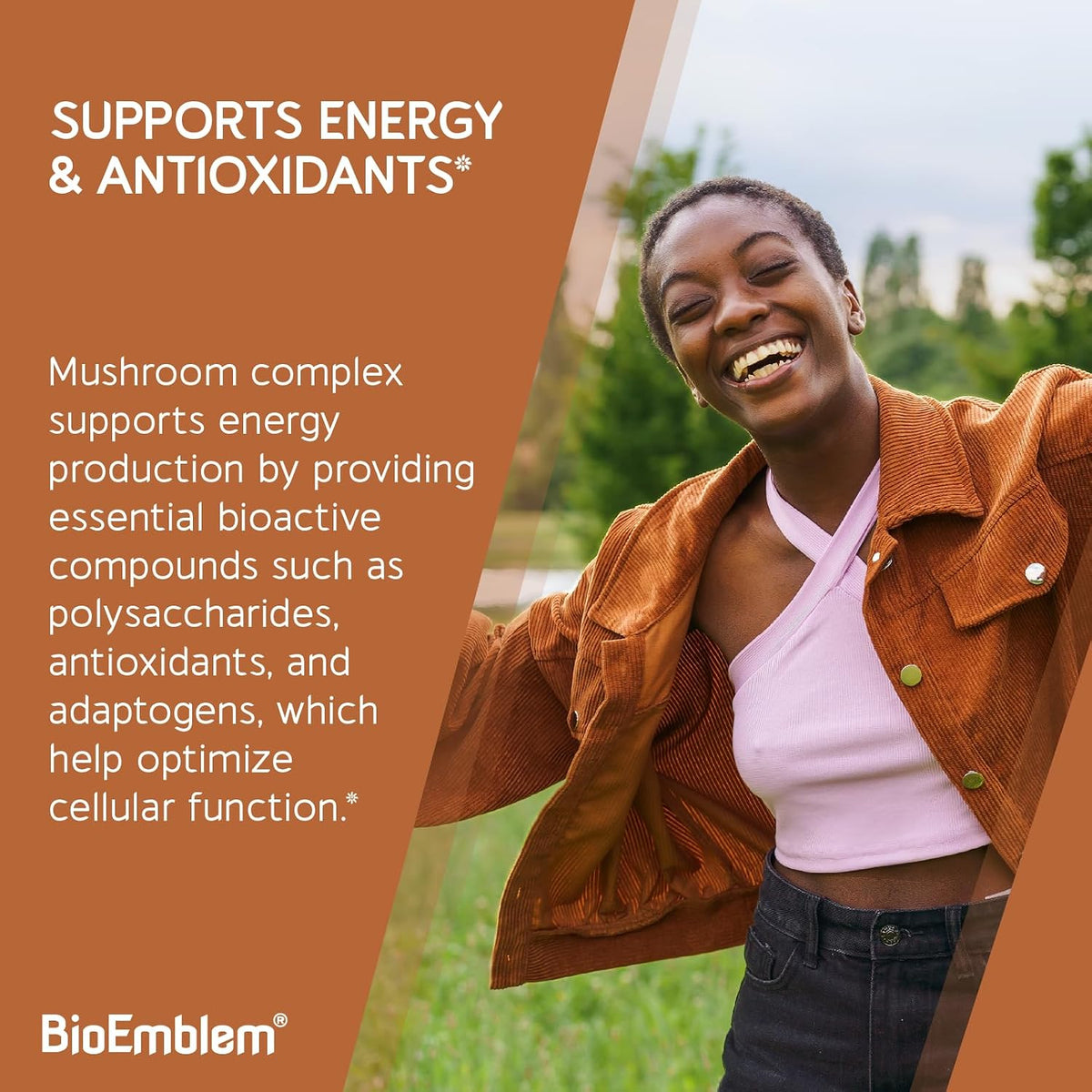 BioEmblem Mushroom Complex - 10:1 Strength and 7 Species - Lions Mane, Reishi, Cordyceps, Chaga, Maitake, Shiitake Mushroom Supplement - Immunity, Energy & Focus, Brain - Non-GMO, Vegan - 90 Caps